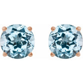 14K Rose 8 mm Natural Sky Blue Topaz Stud Earrings